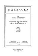 Selma Lagerlöf: Mårbacka (1929, Doubleday, Doran)