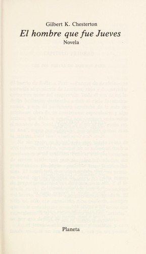 G. K. Chesterton: El hombre que fue jueves (Spanish language, 1979, Planeta)