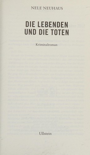 Nele Neuhaus: Die Lebenden und die Toten (German language, 2014, Ullstein)