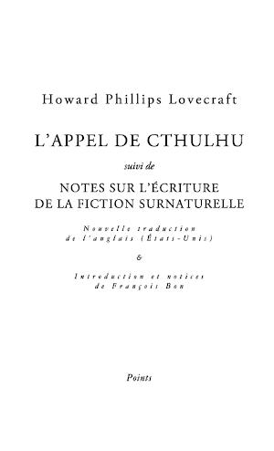 H. P. Lovecraft: L'Appel de Cthulhu (French language)