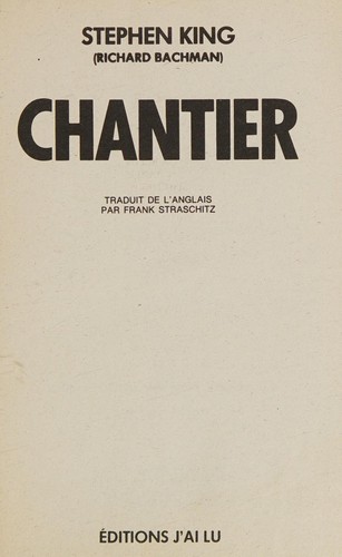 Stephen King: Chantier (French language, 1991, J'ai Lu)