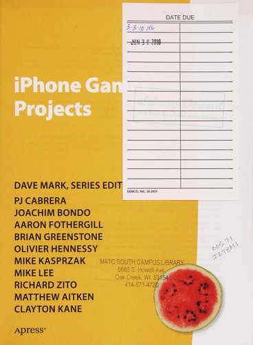 P. J. Cabrera: iPhone games projects (2009, Apress)