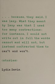 Lydia Davis: Can't and won't (2014)