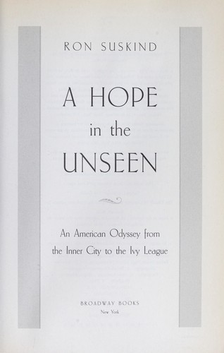 Ron Suskind: A hope in the unseen (2005, Broadway Books)
