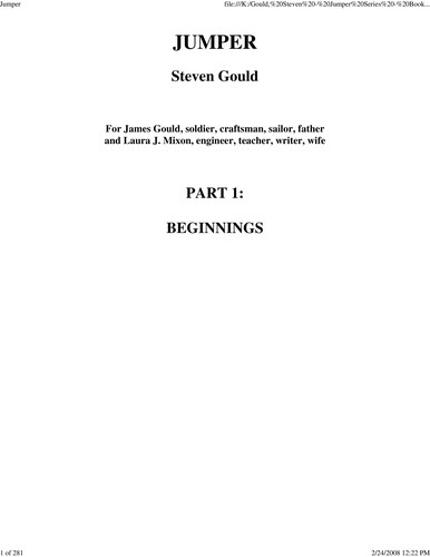 Steven Gould: Jumper (2008, HarperVoyager)