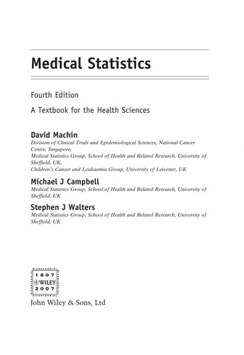 Campbell, Michael J. PhD.: Medical statistics (2007, Wiley)