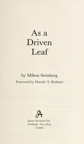 Steinberg, Milton: As a driven leaf (1987, J. Aronson)
