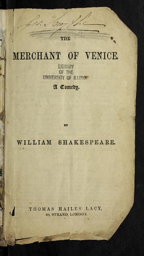 William Shakespeare: The Merchant of Venice (1850, T.H. Lacy)