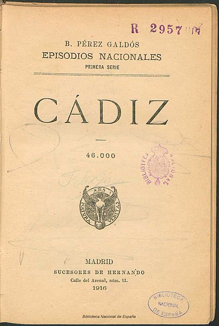 Benito Pérez Galdós: Cádiz (Spanish language)