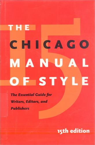 University of Chicago Press: The Chicago manual of style (2003, University of Chicago Press)