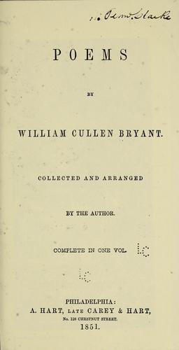 William Cullen Bryant: Poems (1851, A. Hart)