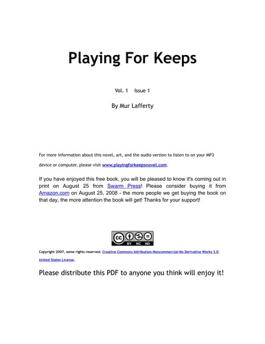 Mur Lafferty: Playing for keeps (2008, Swarm Press)