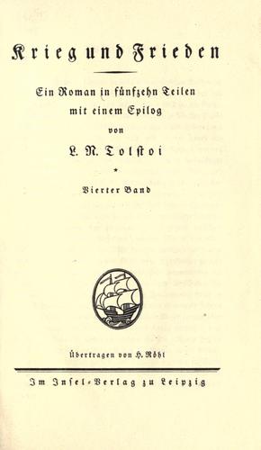 Leo Tolstoy: Krieg und Frieden (German language, 1922, Insel-Verlag)