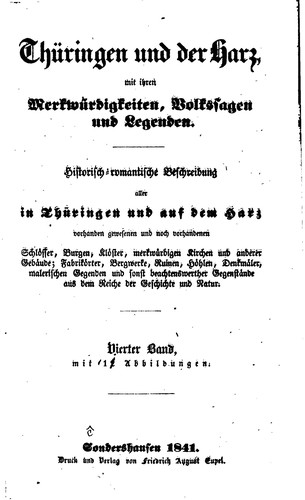 Friedrich von Sydow: Thüringen und der Harz, Vierter Band (1841, Friedrich August Eupel)