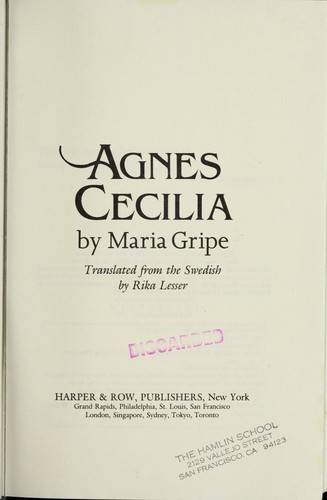 Maria Gripe: Agnes Cecilia (1990, Harper & Row)