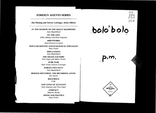 P.M., P. M.: Bolo'bolo (1985, Semiotext(e))