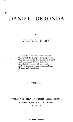 George Eliot: Daniel Deronda (1903, W. Blackwood and sons)