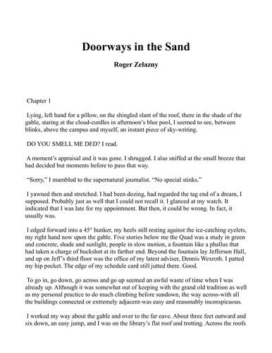Roger Zelazny: Doorways in the sand (1976, Harper & Row)