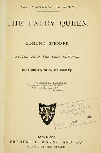 Edmund Spenser: The Faery Queen. (1800, F. Warne)