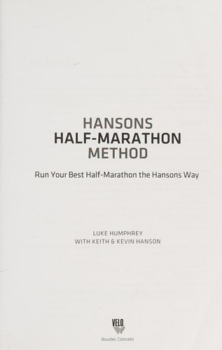 Luke Humphrey: Hansons half-marathon method (2014, VeloPress)