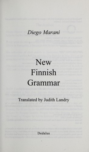 Diego Marani: New Finnish Grammar (Paperback, 2011, Dedalus)