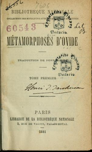 Publius Ovidius Naso: Métamorphoses d'Ovide (French language, 1881, Librairie de la Bibliothèque nationale)