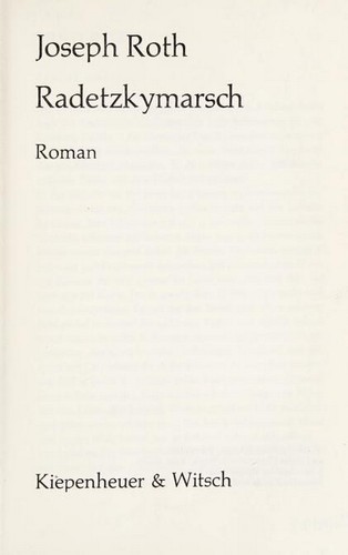 Joseph Roth: Radetzkymarsch (Hardcover, 1971, Kiepenheuer & Witsch)