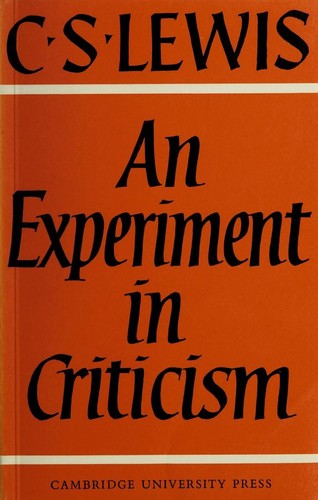 C. S. Lewis: An experiment in criticism (1992, Cambridge University Press)