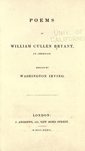 William Cullen Bryant: Poems (1832, J. Andrews)