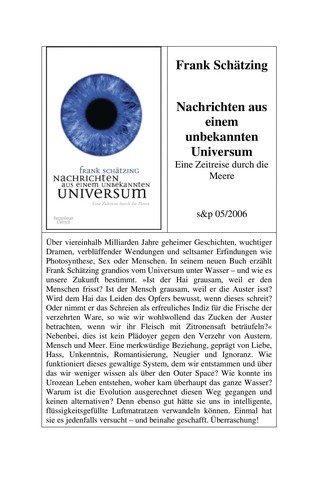 Frank Schätzing: Nachrichten aus einem unbekannten Universum (German language, 2006, Kiepenheuer & Witsch)