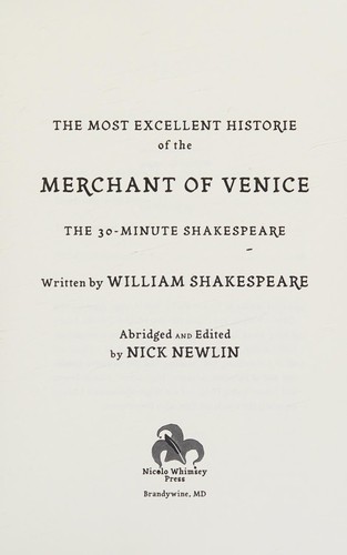 William Shakespeare, Nick Newlin: Merchant of Venice (2014, Nicolo Whimsey Press)