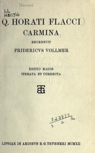 Horace: Carmina (Latin language, 1912, Tevbner)