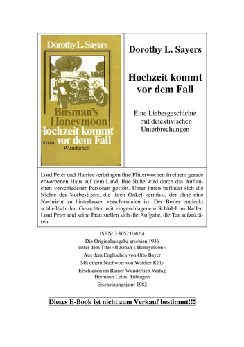 Dorothy L. Sayers: Hochzeit kommt vor dem Fall (German language, 1982, Wunderlich)