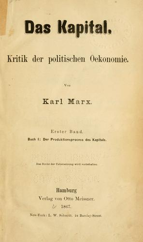 Karl Marx: Das Kapital (1867, O. Meissner, L. W. Schmidt)
