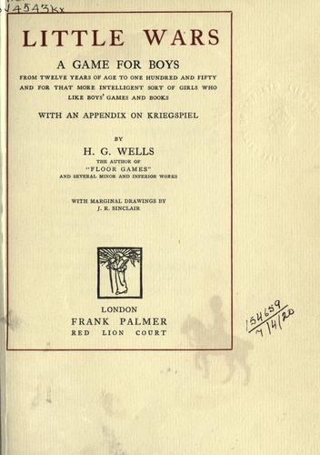 H. G. Wells: Little wars (1913, Palmer)