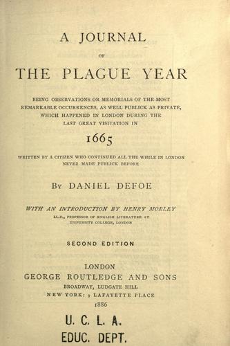 Daniel Defoe: A journal of the plague year (1886, G. Routledge)