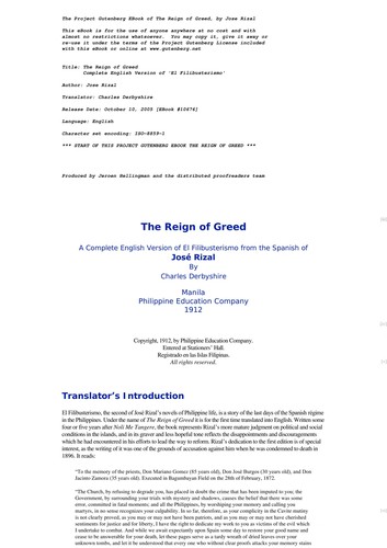 José Rizal: The reign of greed (2011, Dodo Press)