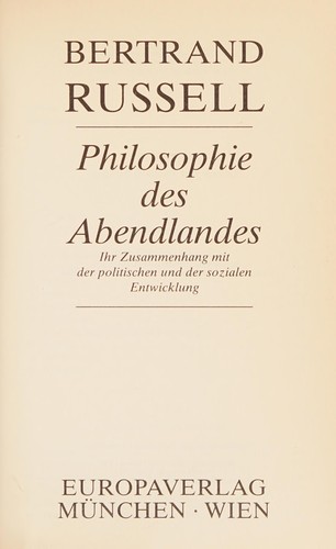 Bertrand Russell: Philosophie des Abendlandes (German language, 1979, Buchclub Ex Libris)