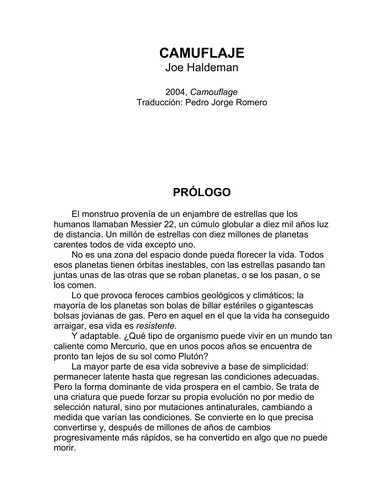 Joe W. Haldeman: Camuflaje (Spanish language, 2006, Libros del Atril)